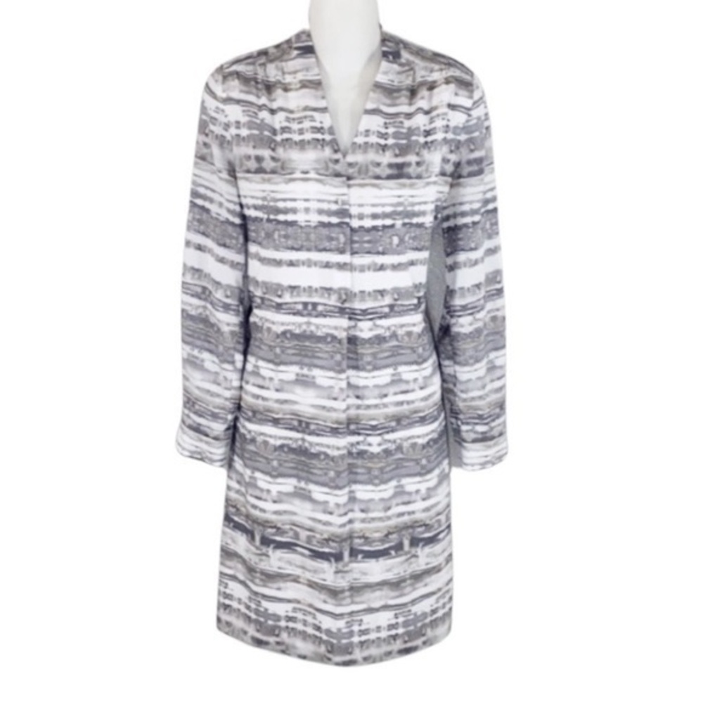Antonio Melani white gray abstract shirt dress A1
